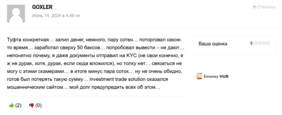 Investment Trade Solution отзывы