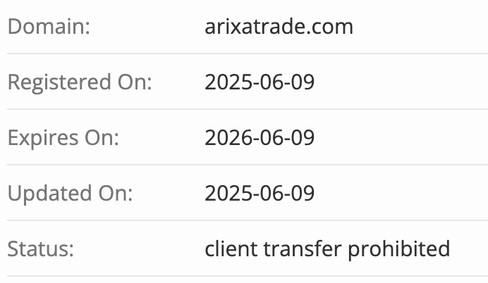 Arixa Trade домен