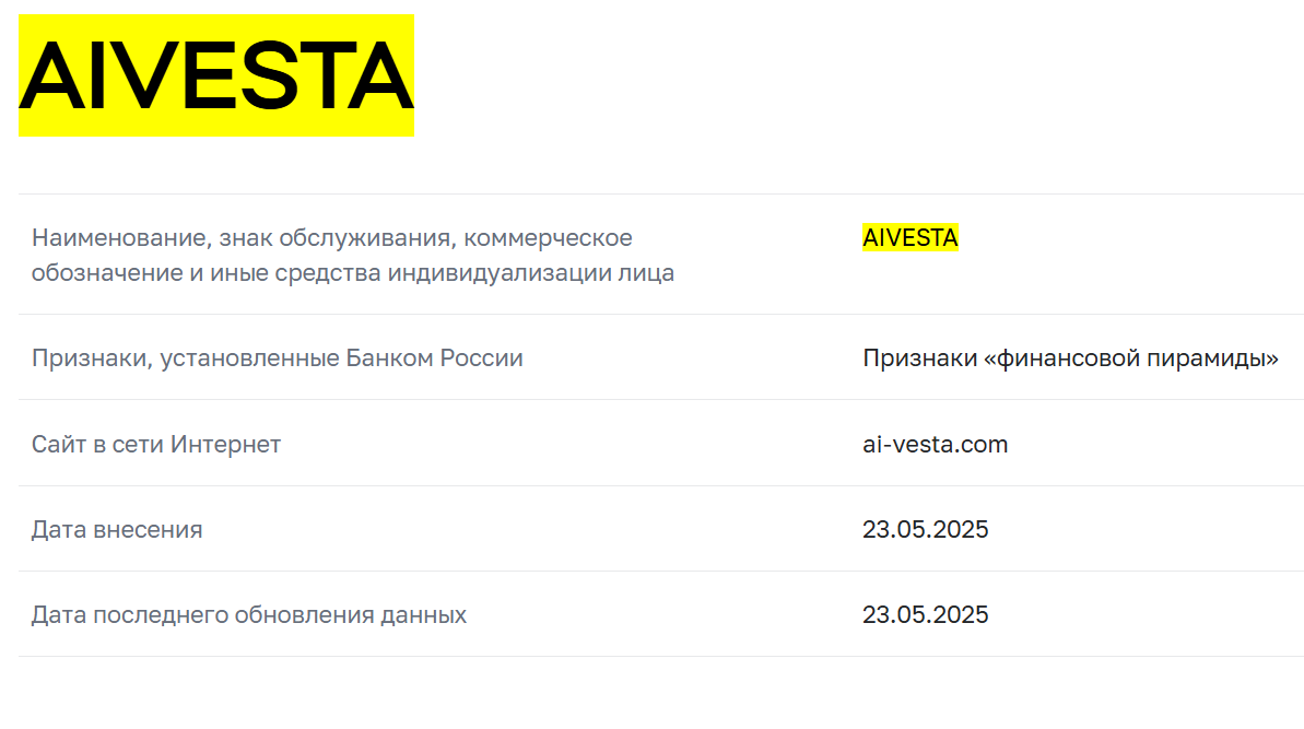 проверка AIVESTA