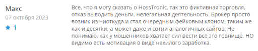 Hoss Tronic развод