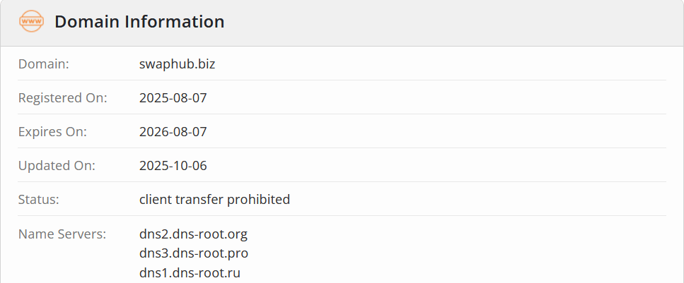 SwapHub домен