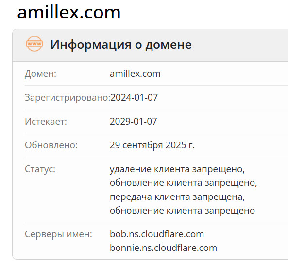 проверка домена Amillex