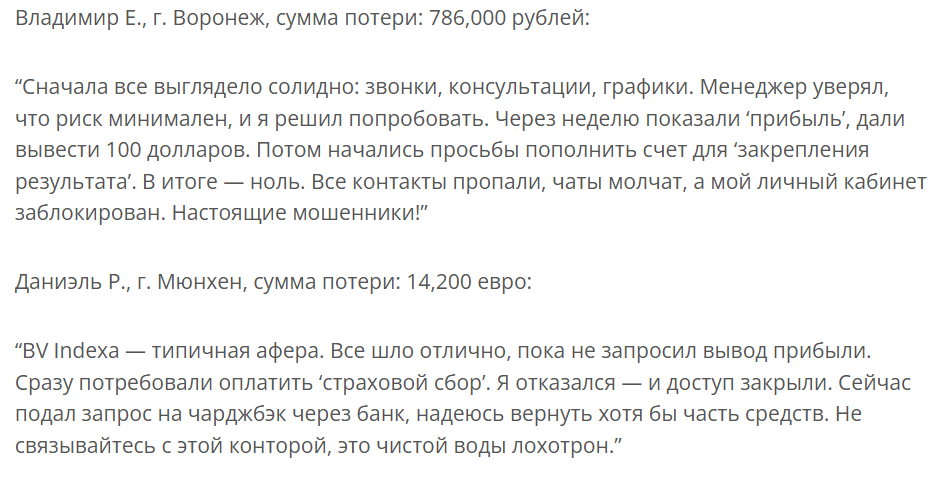 отзывы о BV Indexa