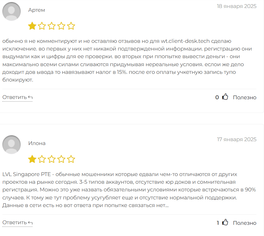 Lvl Singapore PTE отзывы клиентов