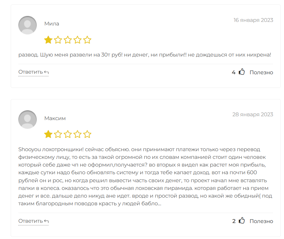 Shooyou отзывы клиентов