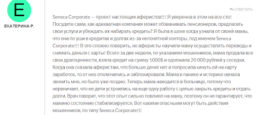 Компания Seneca Corporate, развод