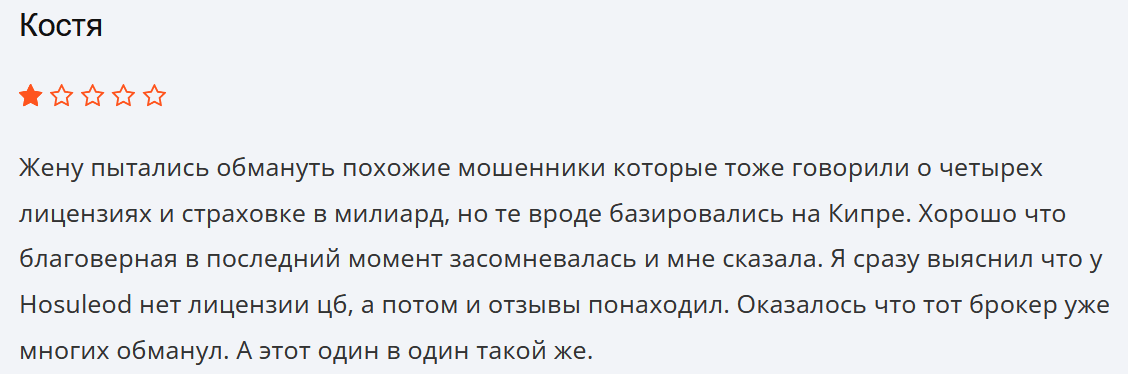 Hosuleod негативный отзыв