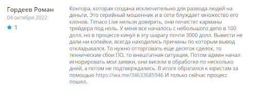 Развод Timaco Live отзывы