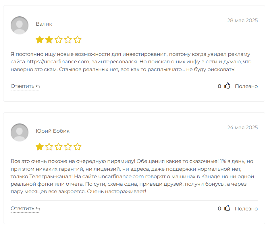 Uncar Finance отзывы