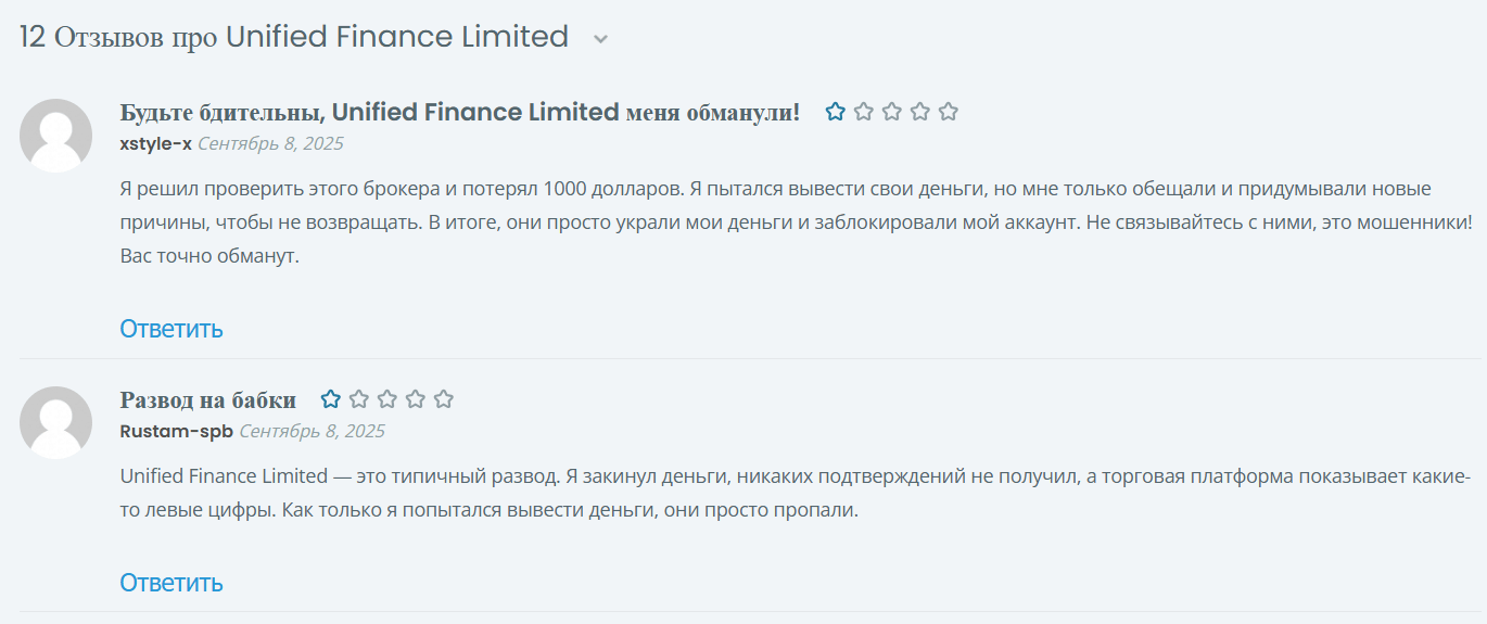 отзывы о Unified Finance LTD