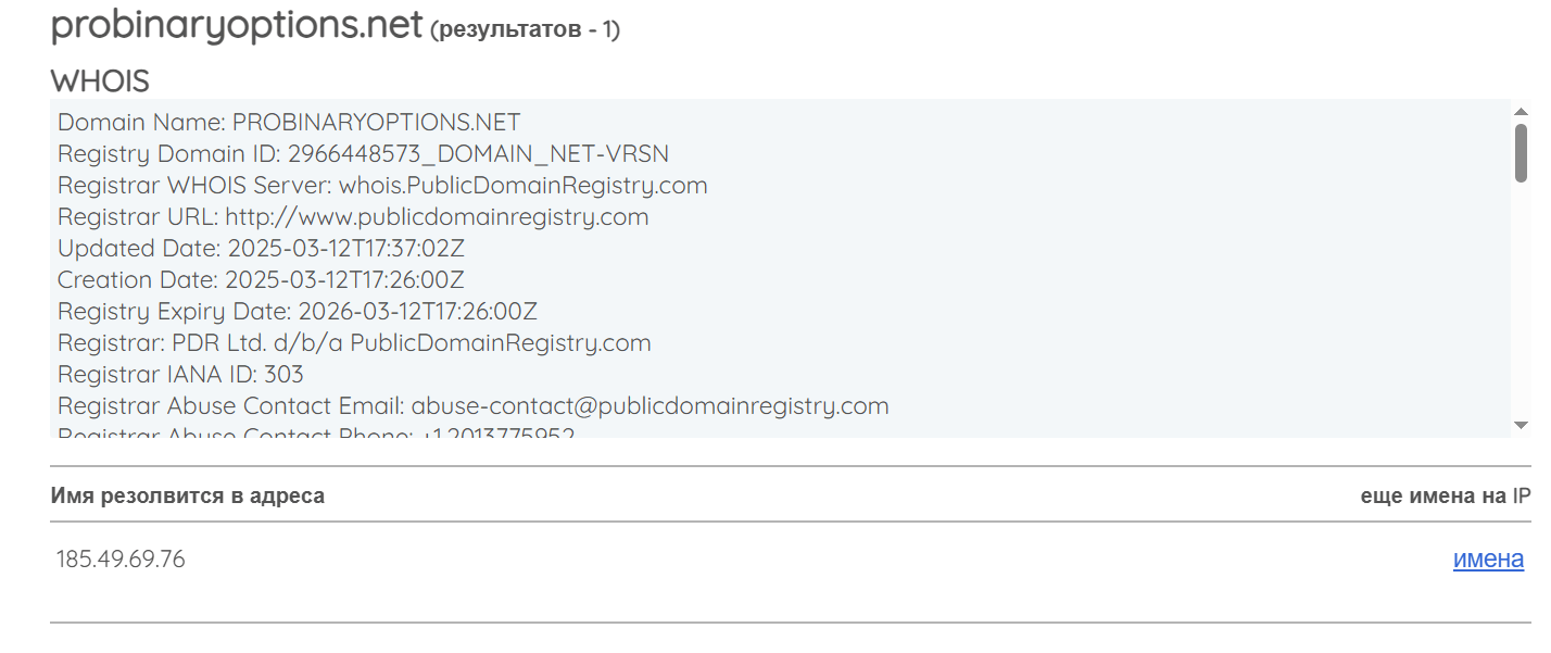 домен Pro Binary Options