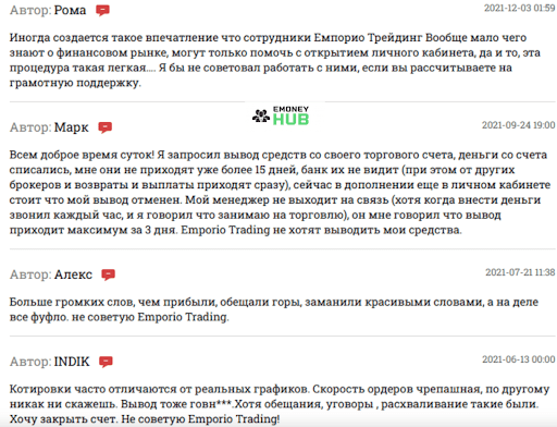 Отзывы Emporio Trading