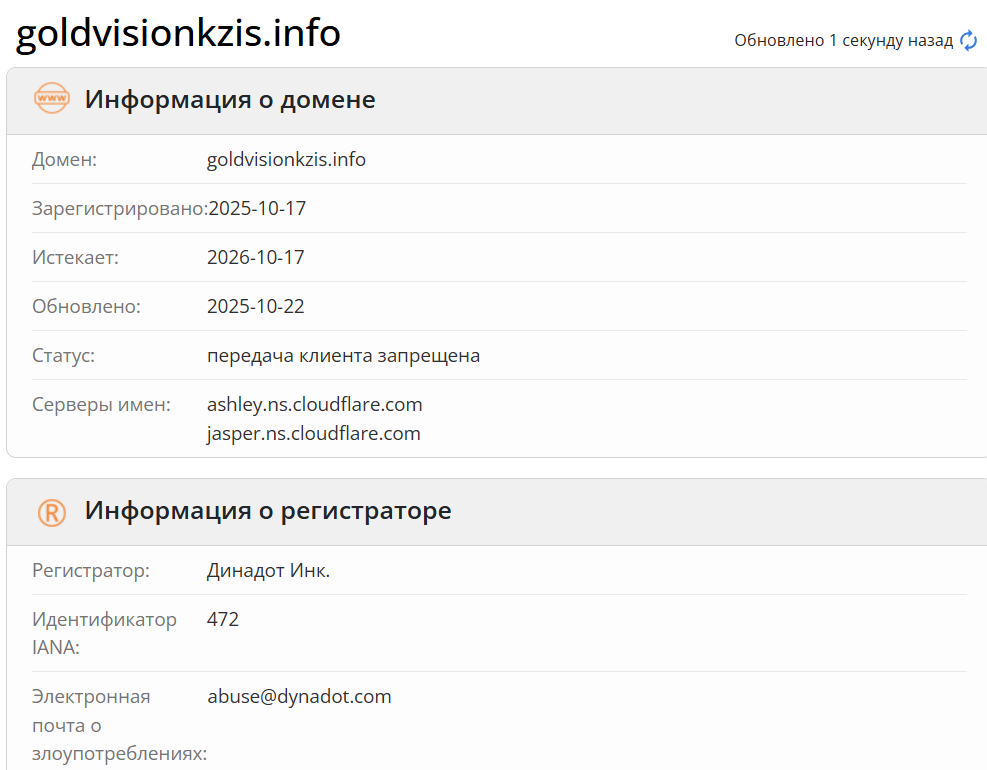 домен Goldvisionkzis