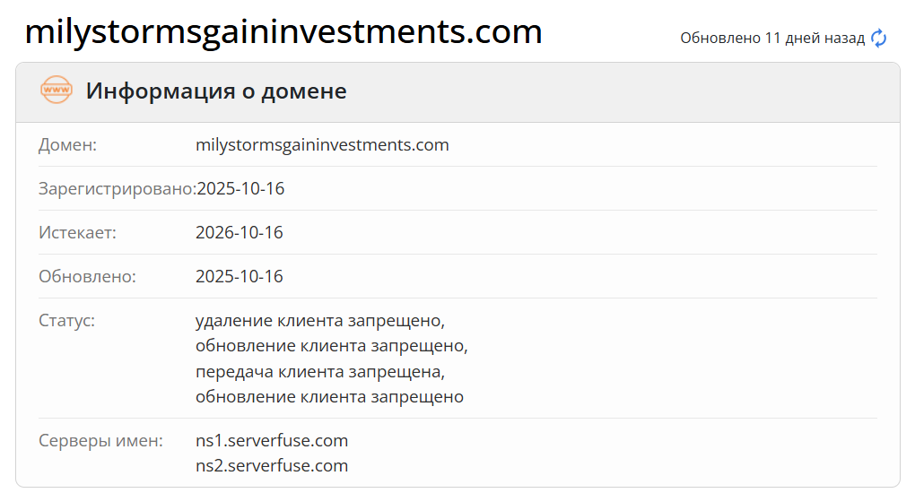 домен Milystormgain Investment