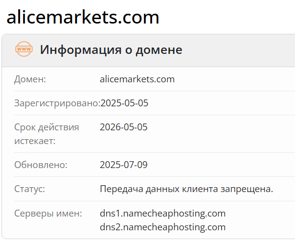 домен Alice Markets